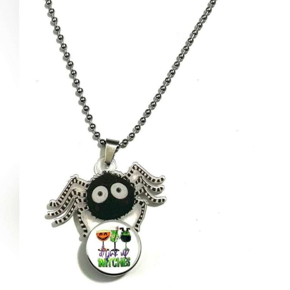 Spider Pendant Necklace Drink Up Witches New Spooky Halloween